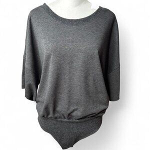 Pink Lily Women's Bodysuit Small Gray Oversized Sleeves Casual Chic Style